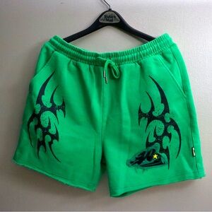 Vibrant Green Graphic Men's Athletic Shorts